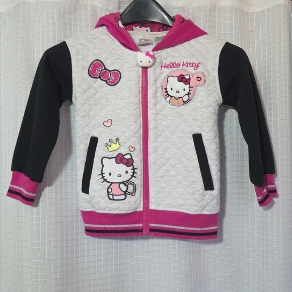 Hello Kitty Other - Hello Kitty Quilted Knit Zipper Front Enamel Pull Tab Jacket Size 4/5